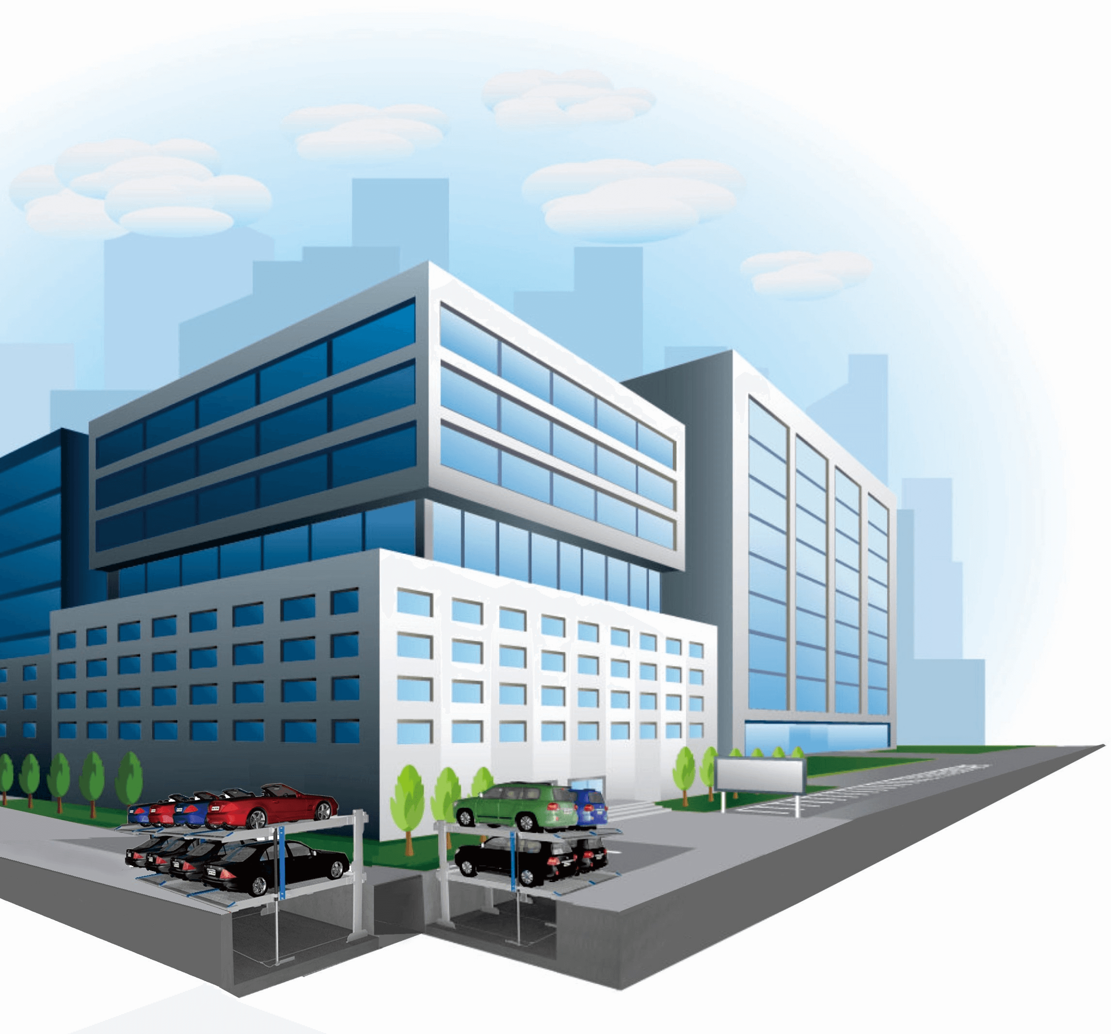 坑式二柱兩層雙平臺汽車(chē)停車(chē)升降機